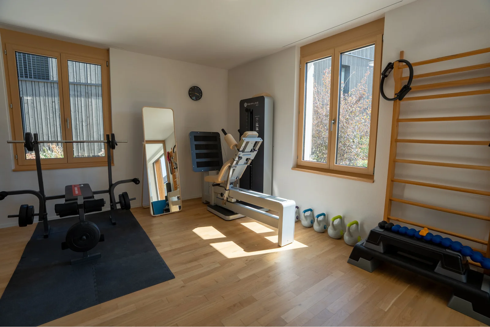 Trainingsraum der Physiotherapie in Möhlin mit Geräten.